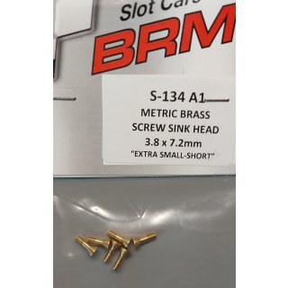 BRM Karosseriemontage Senkkopfschraube M2x7,2mm, m.Sechskant-Senkkopf Ø3,8mm (Messing) f.Slotcars 1:32-1:24
