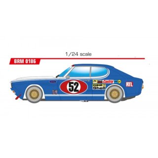 Slotcar Maßstab 1:24 analog BRM Capri No. 52 in Rennversion mit Metall-Chassis